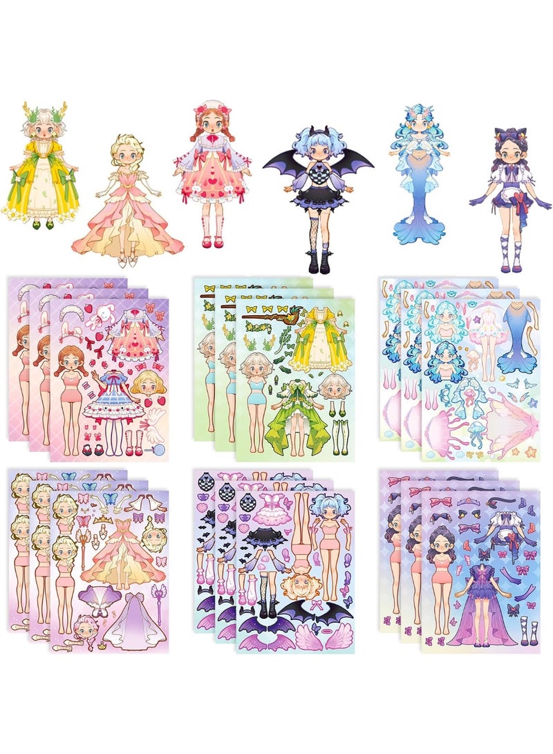 6 PCS Princess Dress Up Stickers - DIY Make a Face Stickers for Kids, Boys & Girls - Birthday Party Supplies - Image 1